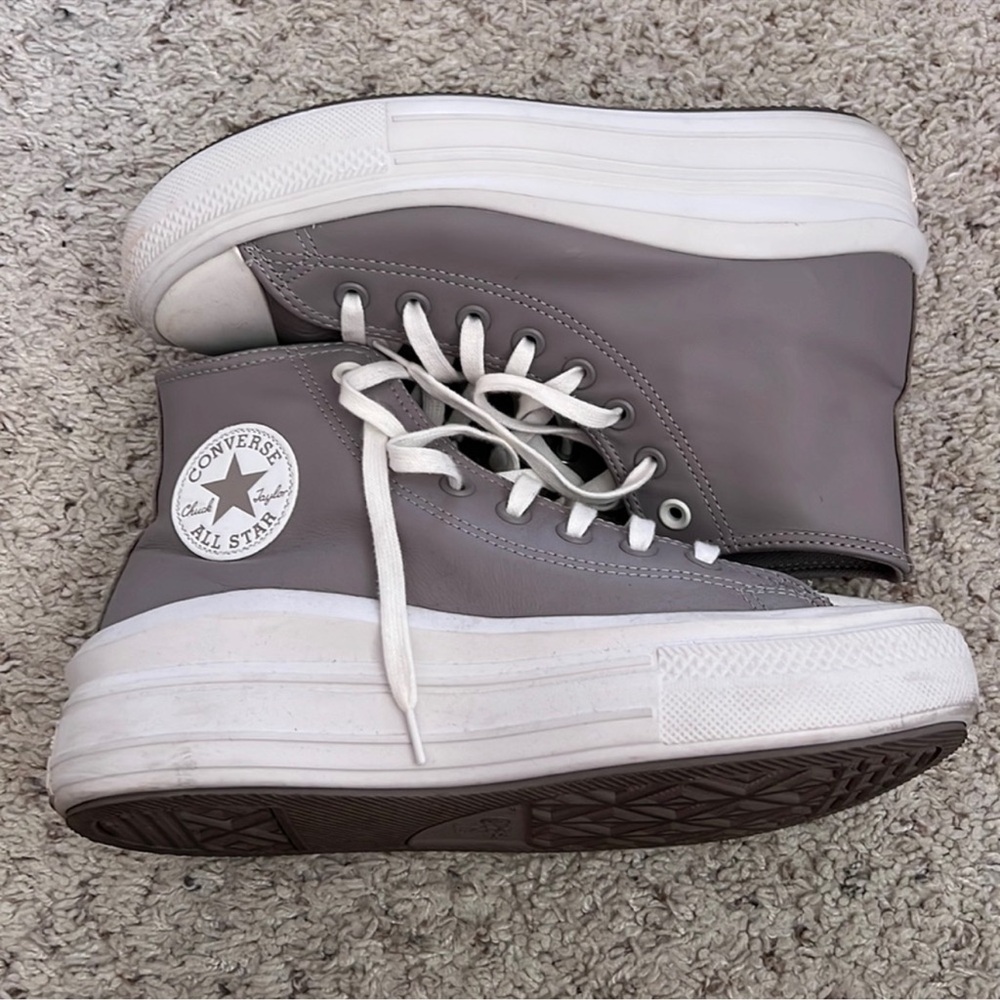 PURPLE LEATHER CONVERSE HI MOVE HIGH TOPS